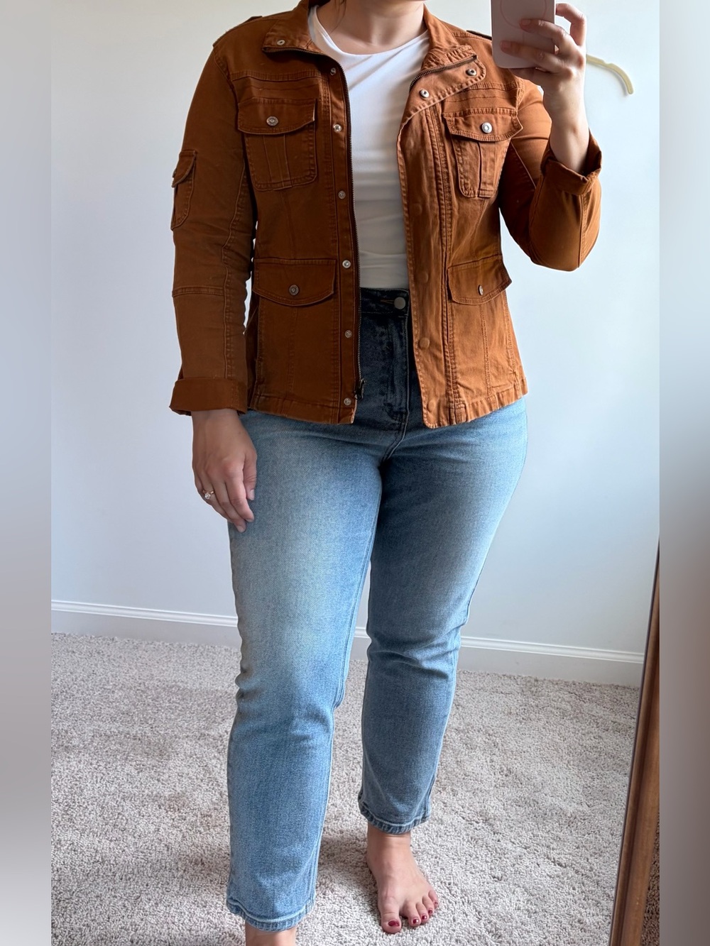 Kensie Rust Orange Utility Jacket - Picture 6 of 6